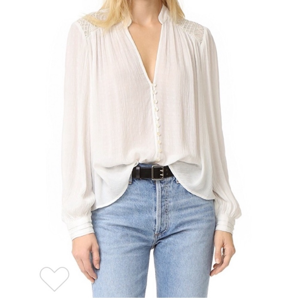 Free People Ivory Canyon Rose Peasant Top Size Small